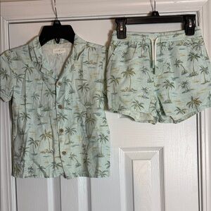 Tropical Palm Tree Kids Matching Set. Linen material.
